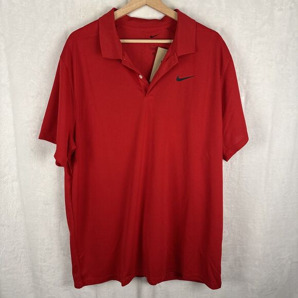 Nike Polo Shirt Red Dri-FIT Standard Fit Golf Performance BV0354-657 Size XL NWT - Picture 1 of 5